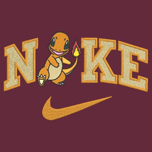 Nike Pokemon Charmander Embroidered Adult Unisex Crewneck Sweatshirt Cozy - Picture 1 of 12